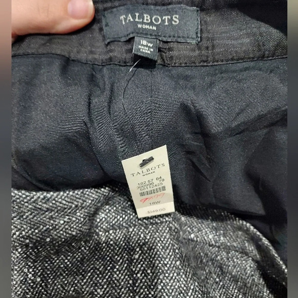 NWT Talbots Woman Sequin Black Marled Tweed Wool Blend Lined Trousers Size 18W - Picture 10 of 11